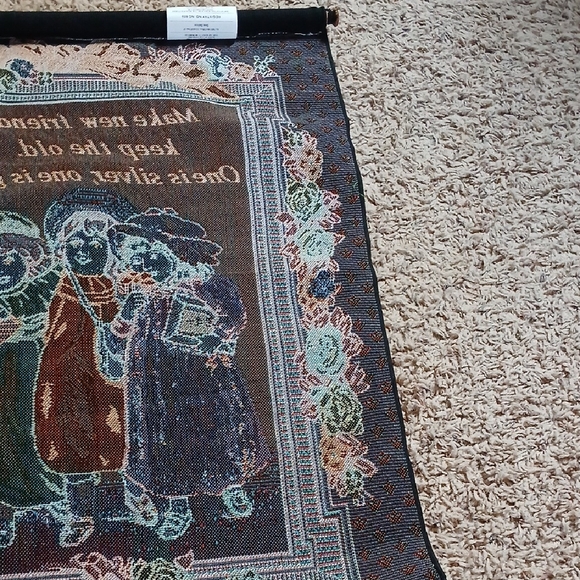 Vintage Style Tapestry Wall Hanging with Floral Accents - Picture 6 of 10